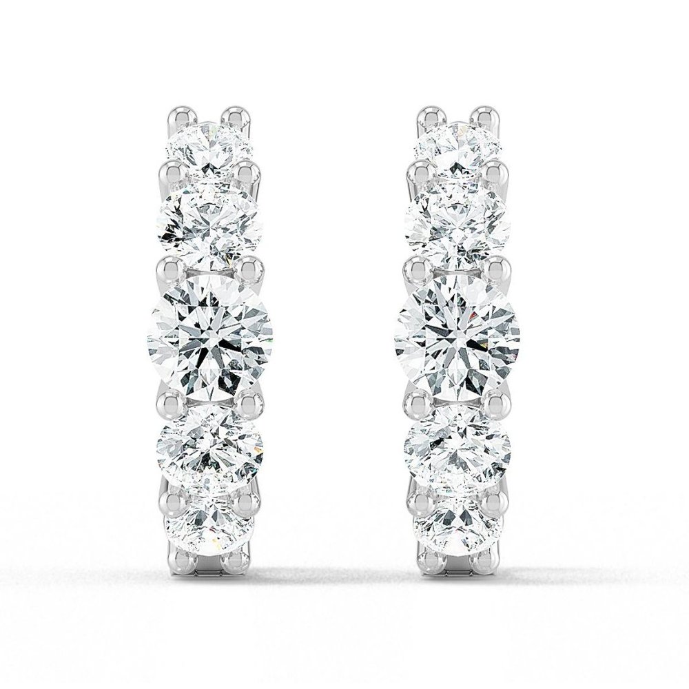 1.05 CTW 14K White Gold Lab Grown Diamond Hoops Earrings For Women